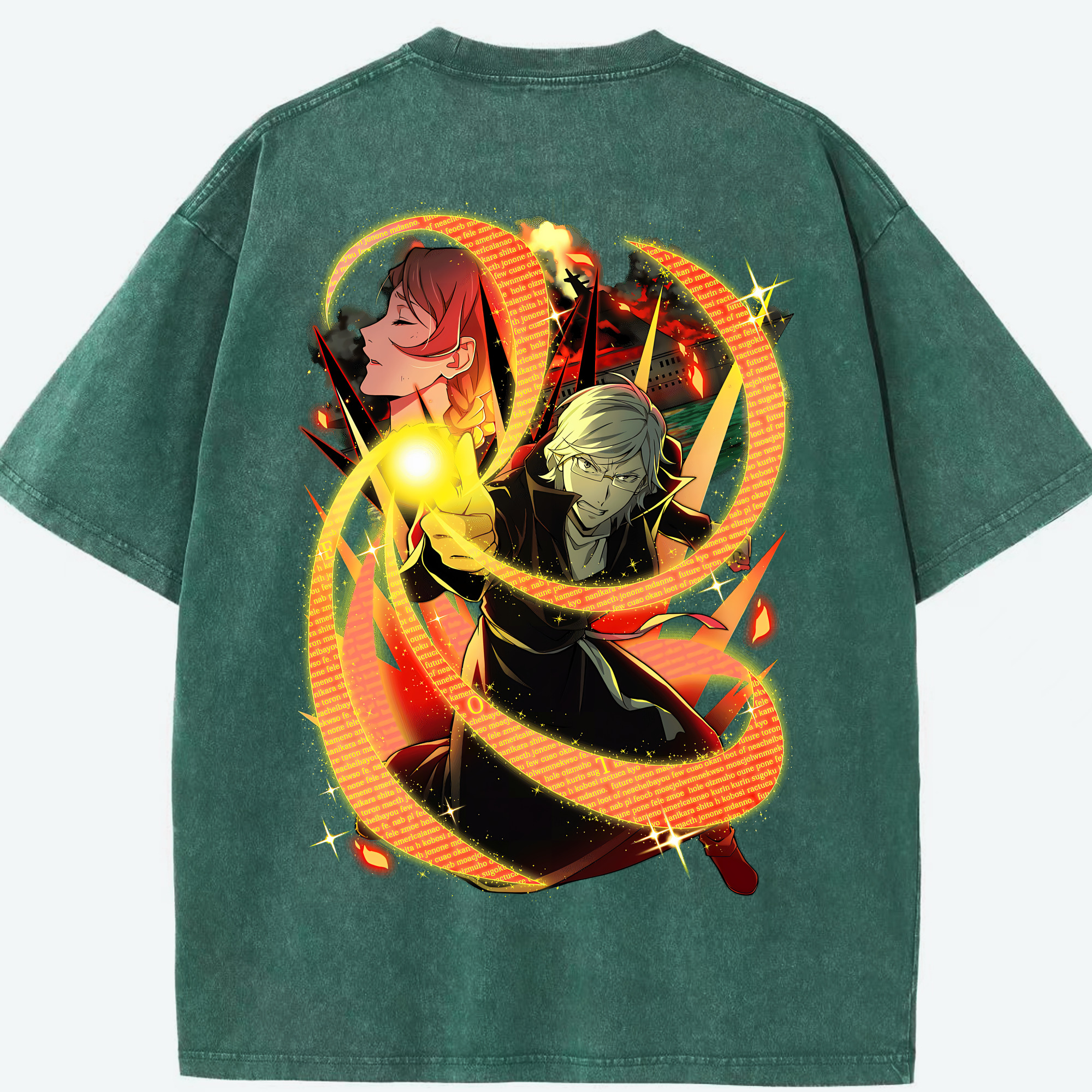 （画像用） 文豪ストレイドッグス Bungo Stray Dogs 綿100% ヴィンテージ風 半袖Tシャツ（背面プリント）